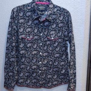 Rough Stock  Black  and Pink Paisley Button-Down Shirt